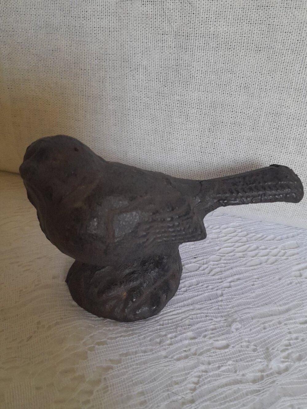 Rustic Cast Iron Bird Figurine